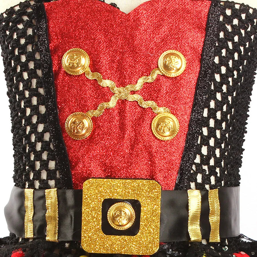 Girls Pirates Of The Caribbean Halloween costume dress with sequin mesh design and sleeveless cut