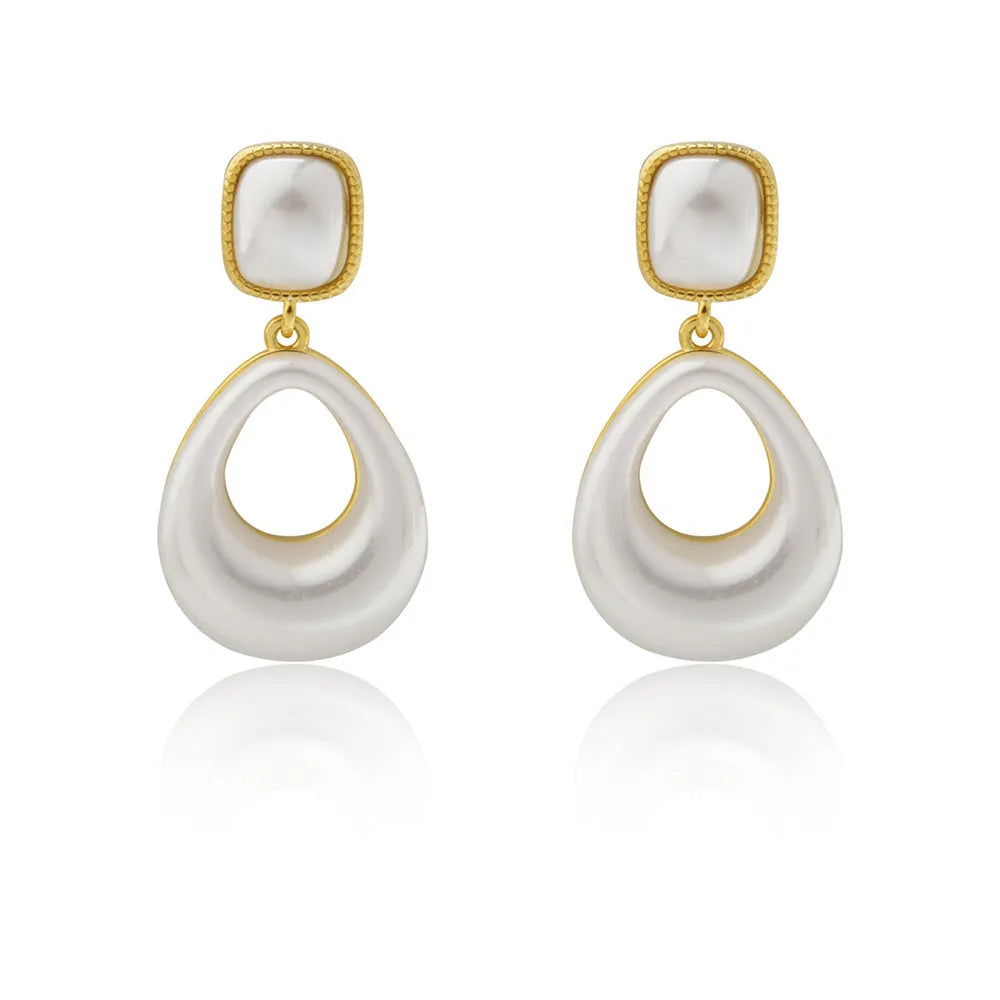 Gold plated imitation pearl drop eardrops for women water drop mabe style