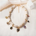 Heart-shaped resin and bamboo pendant necklace with electroplated colour finish