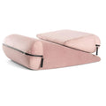 High density sponge triangle wedge pillow with embroidery detail in various colours.