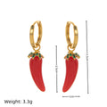 Gold plated copper fruit and vegetable earrings in seven colours including blueberry and carrot