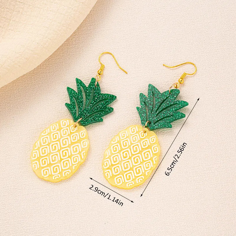 Acrylic drop earrings with coconut design on alloy hooks, shown in five colour variations.