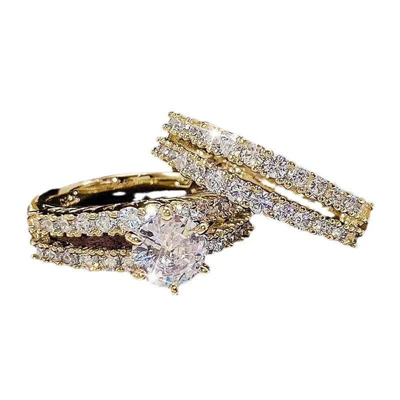 Women's geometric alloy ring set in silver, gold and rose gold with round decorative elements