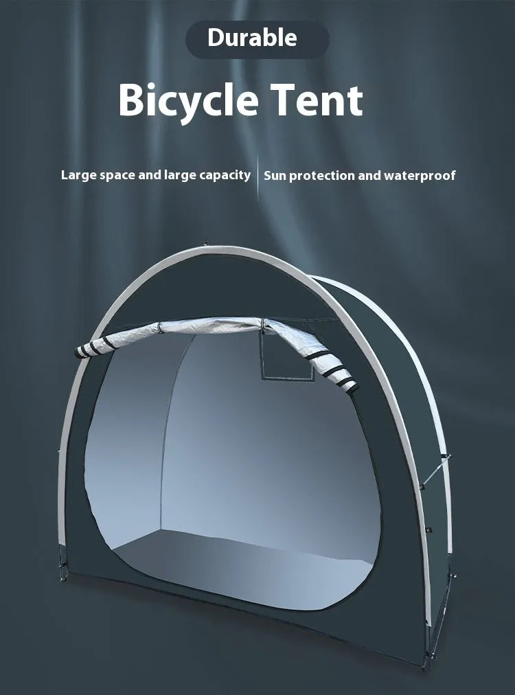 Black outdoor roof-style bicycle storage tent for two cars, 185x65x165cm, with ground nails and brackets