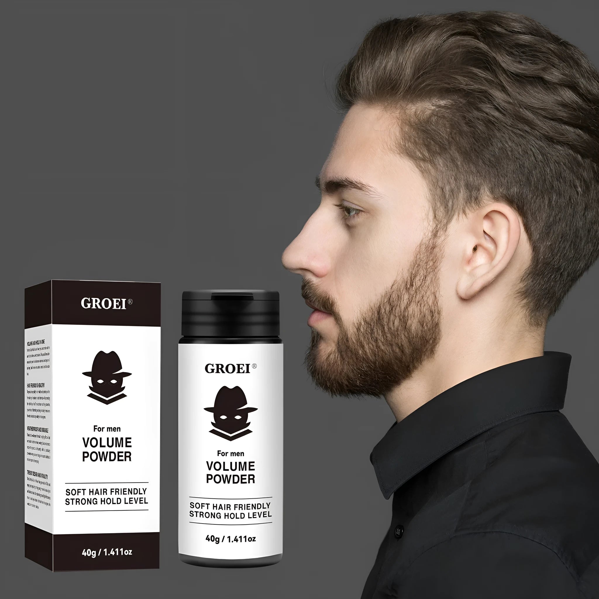 40g hair styling powder for oil control and volume, setting powder in black container