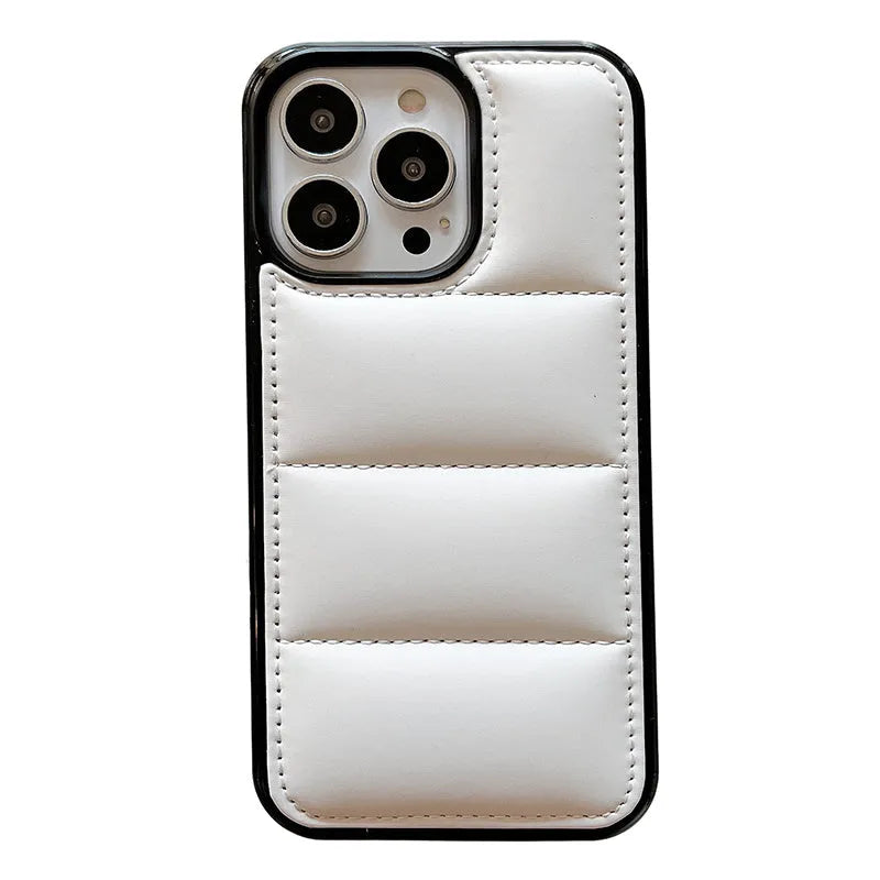 Candy down jacket shape phone case with TPU+PC protection, black colour, for iPhone model