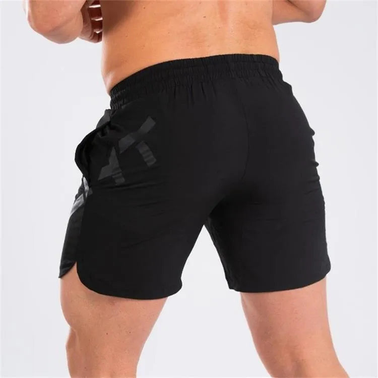 Men's elastic training shorts in quick-drying nylon blend fabric
