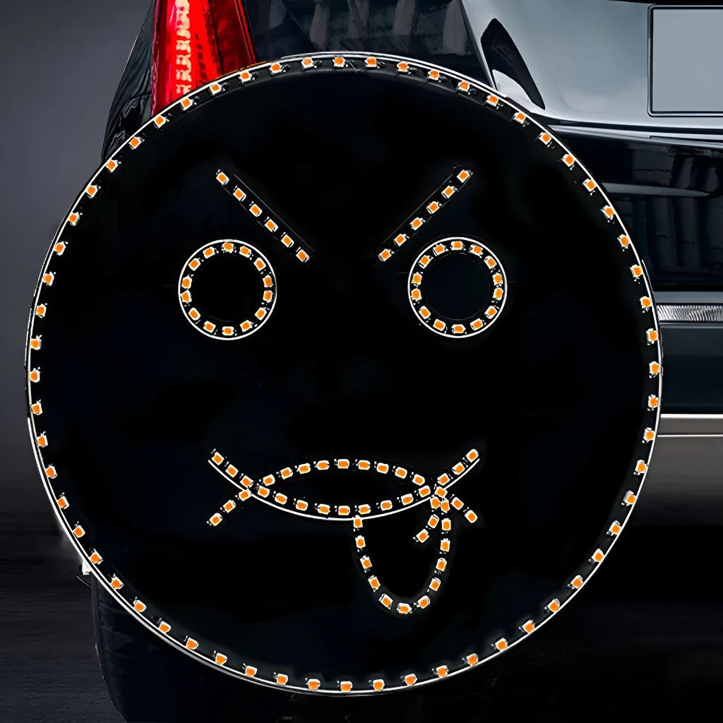 Black car rear window LED expression light with 145 orange lamp beads in smiley face pattern