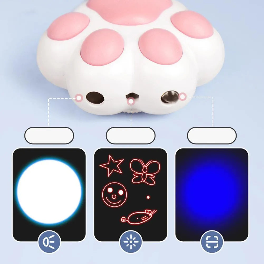USB-rechargeable infrared cat teaser toy with keychain loop in black or pink