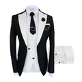 Men's slim fit three-piece cotton business suit with vest, coat and trousers