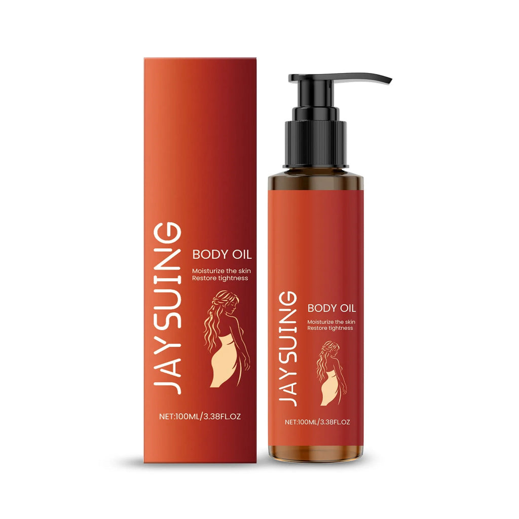 100ml body tightening massage oil with vitamin E and rose oil in a white bottle