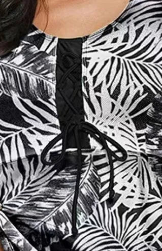 Women's split bow bikini swimsuit in polyester fabric with sexy pattern design