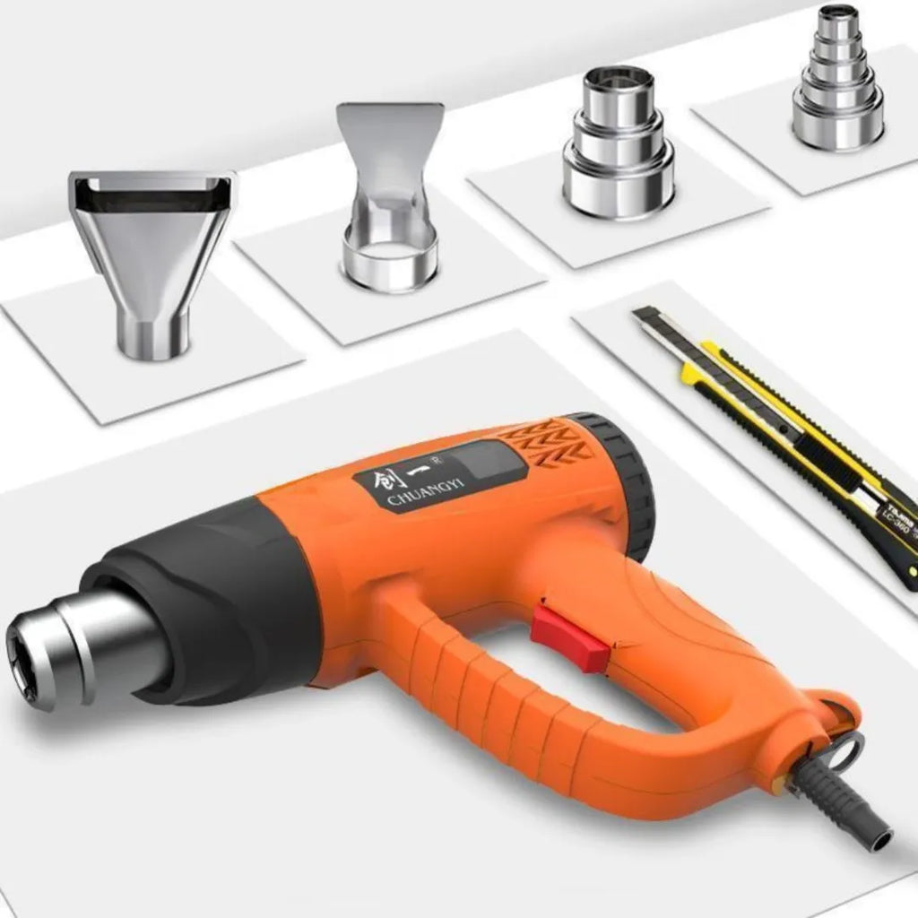 Household handheld portable digital hot air gun with temperature display and black nozzle