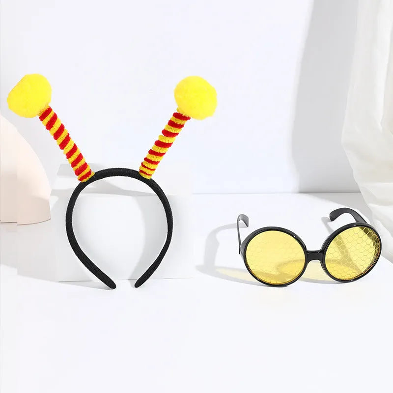 Yellow and black bees costume headband and glasses set for children's fancy dress