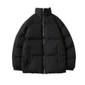Men's casual solid colour thick padded coat with zipper closure, cotton filling, loose fit, shown in grey