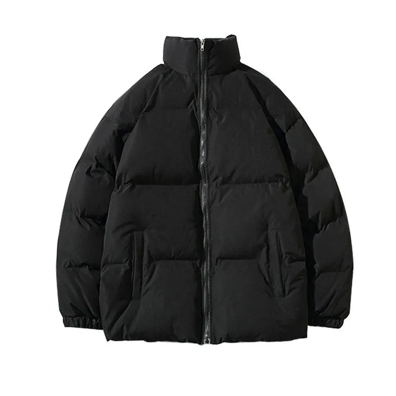 Men's casual solid colour thick padded coat with zipper closure, cotton filling, loose fit, shown in grey