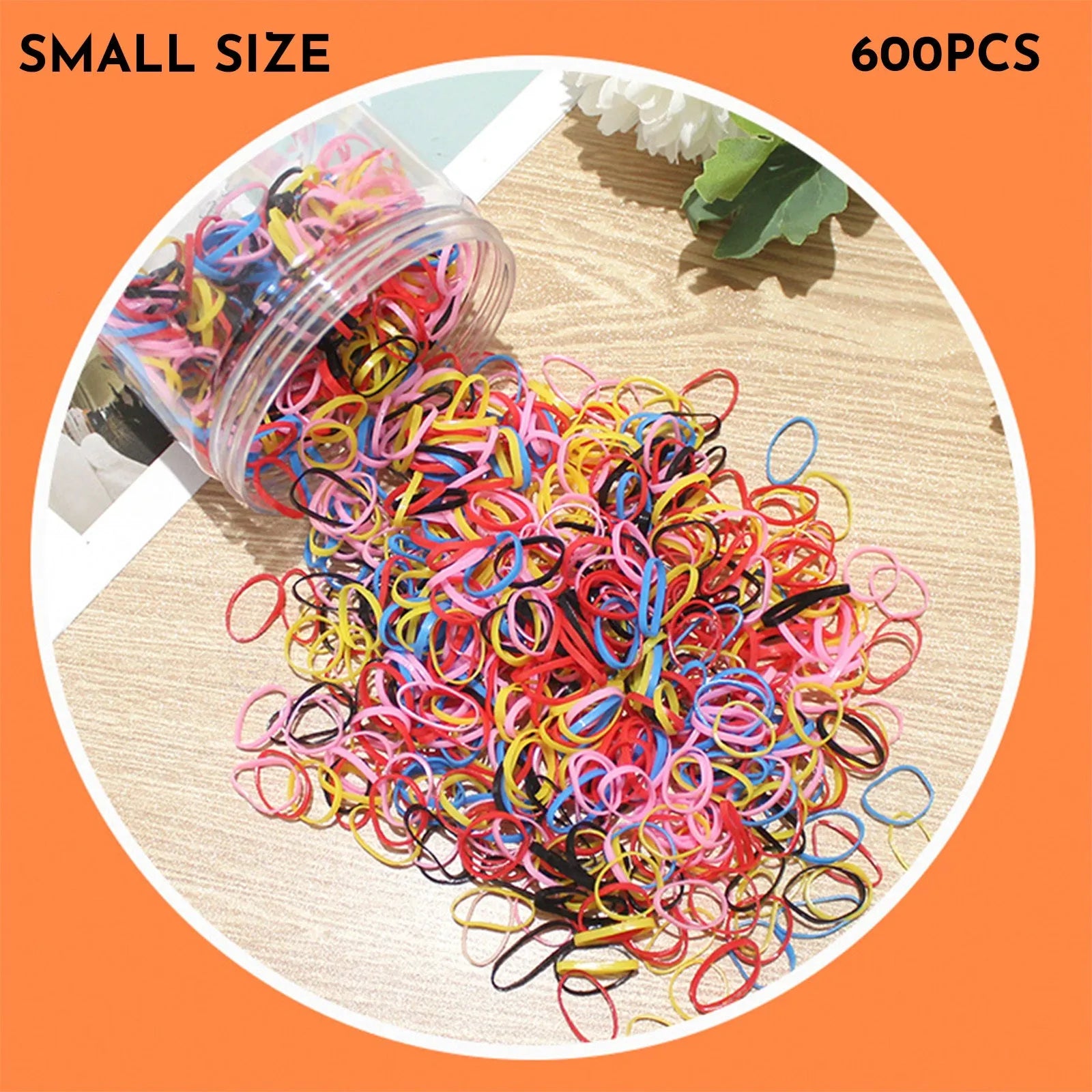 Multi-colour TPU baby hair ties in a reusable container, 300 or 600 pack for toddlers and girls with thin hair