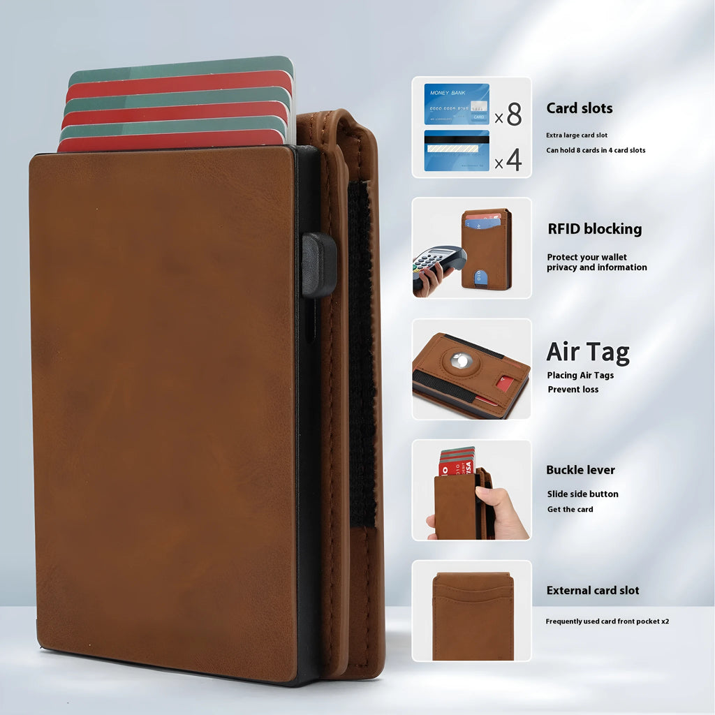 Men's microfibre card holder with synthetic leather lining in three colours: black, dark brown, light brown