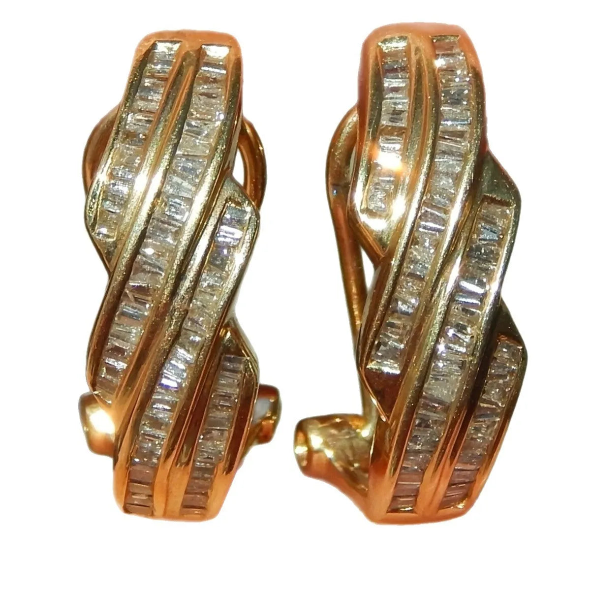 Geometric shape copper earrings with gold colour finish and rounded retro design elements
