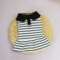 Dog wearing cotton summer stripe T-shirt and skirt outfit in 24 love couple's tops colour