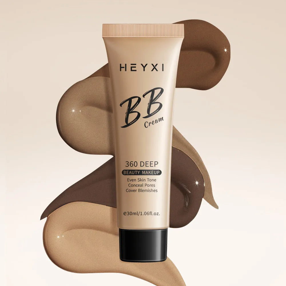 Waterproof sweat-proof BB cream foundation in four shade options with skin care properties