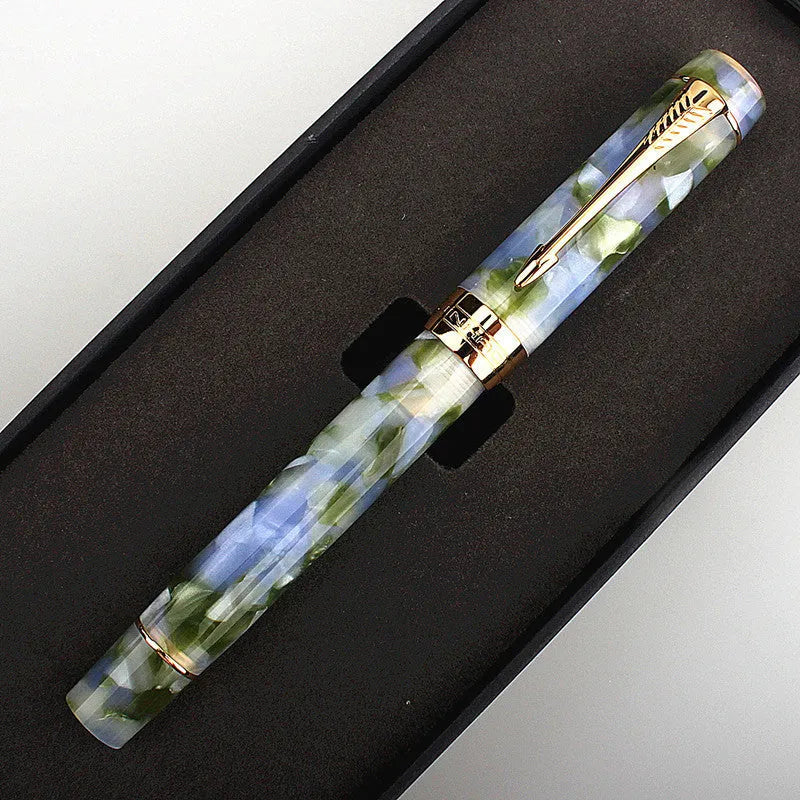 Deep bath green metal ballpoint pen shown with a choice of fine, medium, and art tip options.