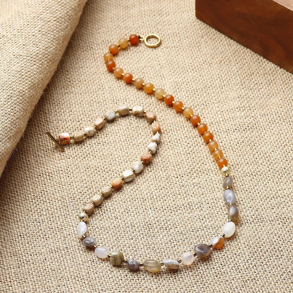Hand-woven Persian Gulf agate multi-layer bracelet in 3790 colour with geometric texture