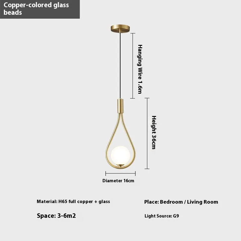 Copper modern minimalist bedroom chandelier ceiling light with choice of three shade colours.