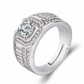 Men's adjustable copper ring with large square diamond in gold finish