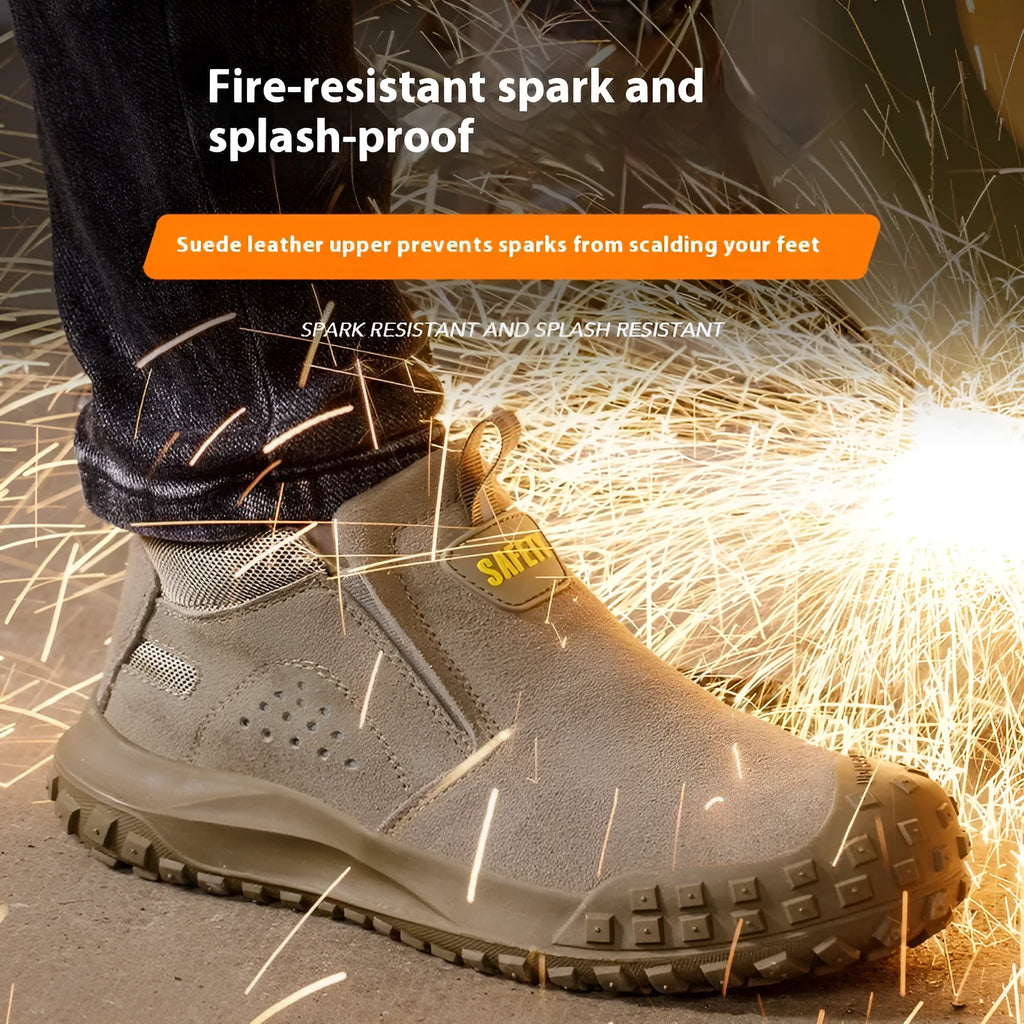 Welding work safety shoes mid-calf suede leather steel cloth 2366 Gray size 38-45 construction industry