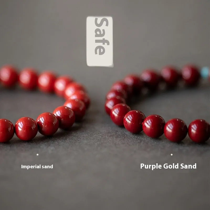 Purple Gold Sand cinnabar geometric bead bracelet with ellipse elements in three size options