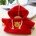 Dog wearing a cloth hoodie sweater in blue, available in 23cm medium or 42cm large sizes