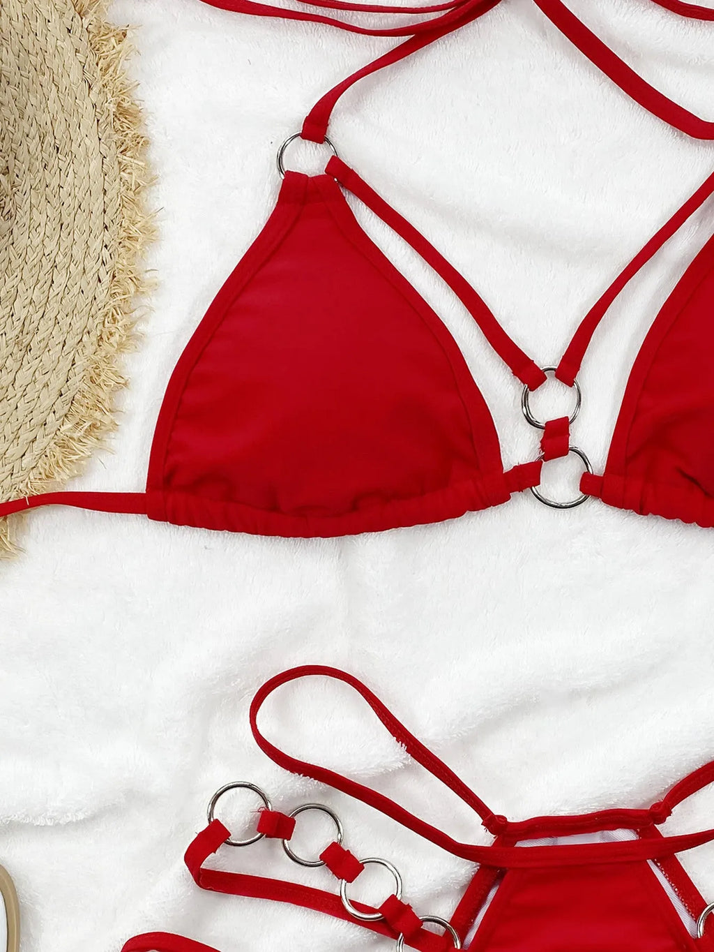 Women's separated nylon bikini swimwear set with matching shorts in five colour options