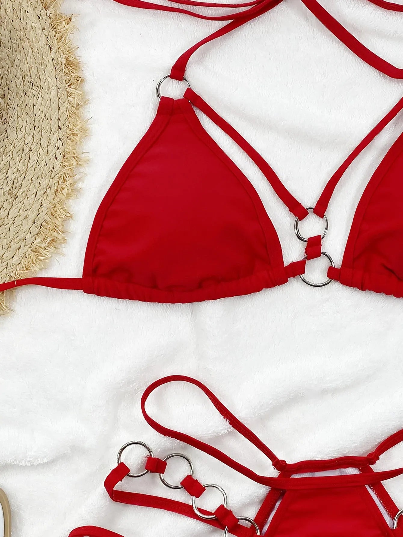 Women's separated nylon bikini swimwear set with matching shorts in five colour options