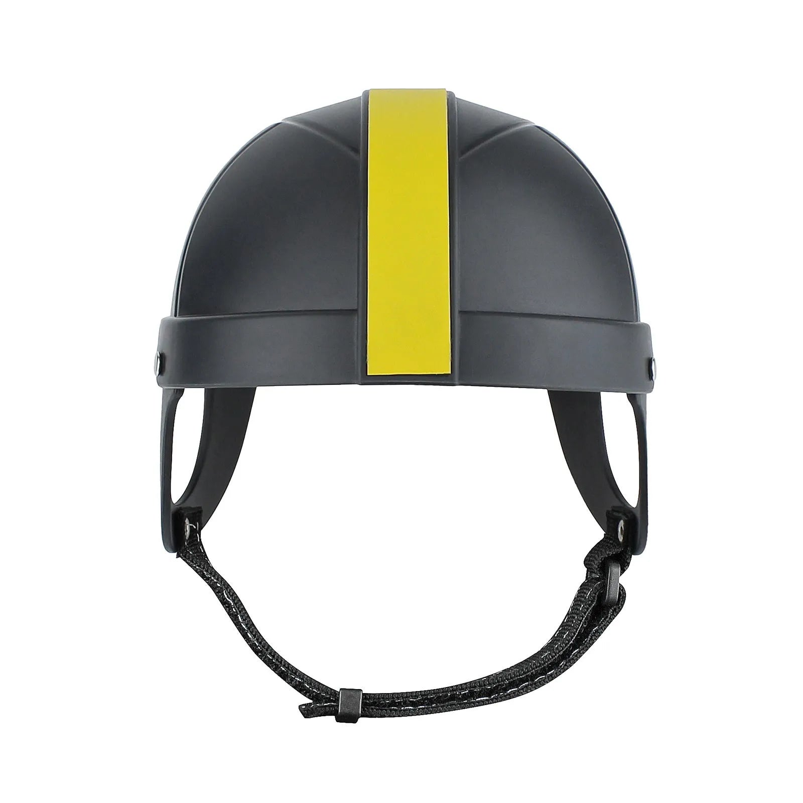 Pet Ride motorcycle safety helmet for dogs and cats in black and yellow, side view