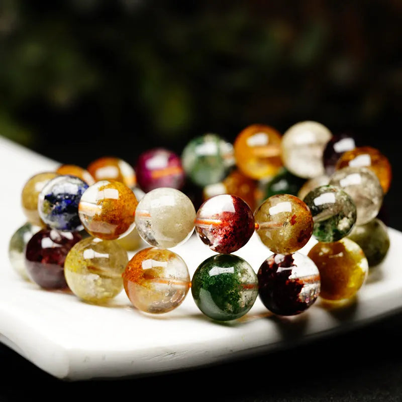 10mm crystal bead bracelet with natural four seasons colours in retro ethnic ghost cornucopia design