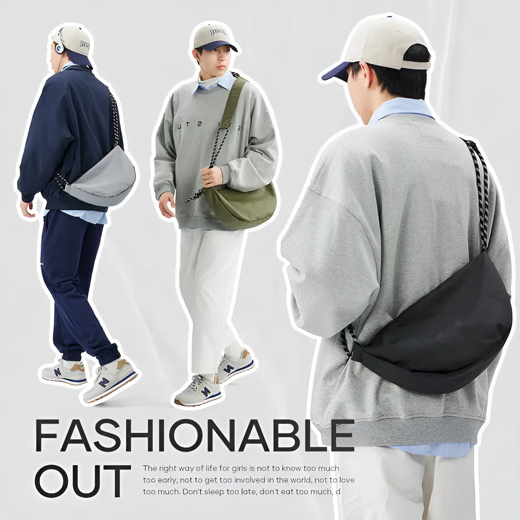 Men's large capacity nylon messenger bag in urban simplicity style with polyester lining