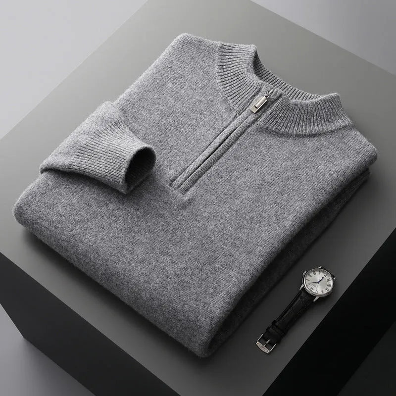 Men's business casual pullover top in camel colour – thickened construction, pullover style, S to XXXL sizes