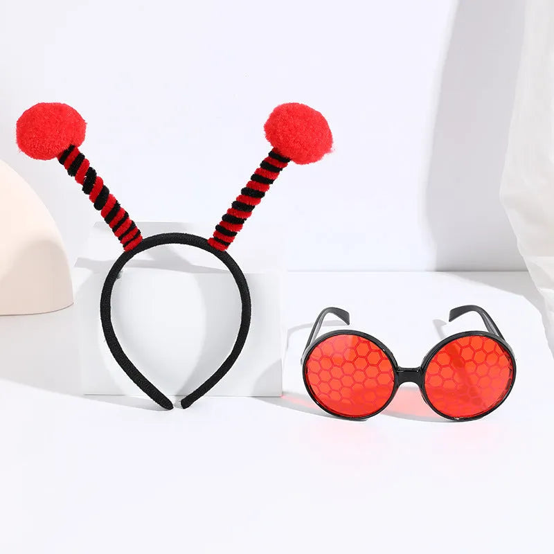 Yellow and black bees costume headband and glasses set for children's fancy dress