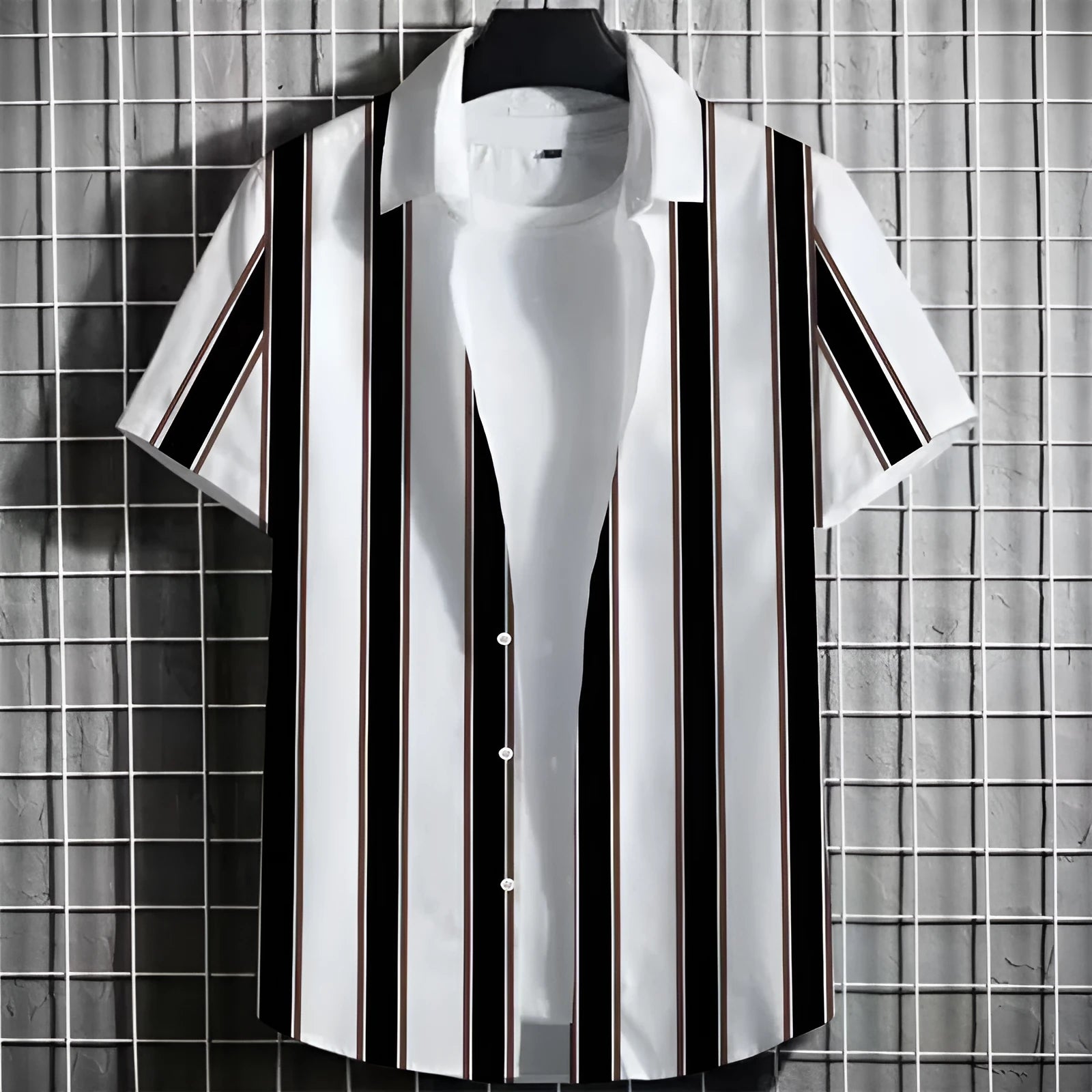 Men's linen short sleeve T-shirt with 3D printed striped pattern in multiple colour options