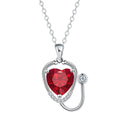 Women's red diamond stethoscope necklace with electroplated copper construction