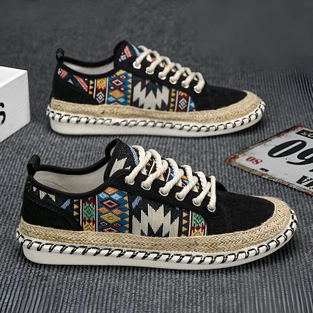 Men's breathable cloth casual shoes in beige with round toe and colour-matched design