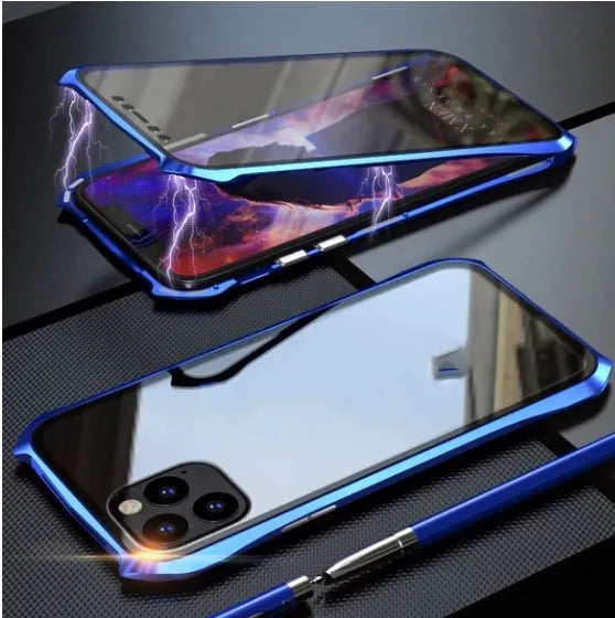 Magnetic king glass metal back cover for iPhone 11 Pro Max in black
