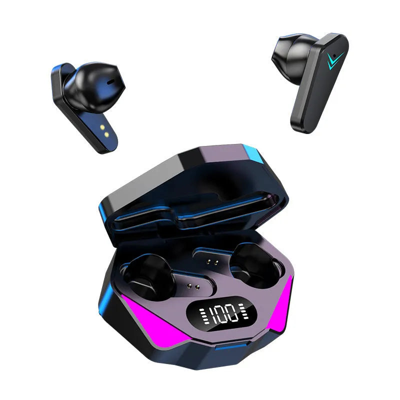 X15 wireless Bluetooth in-ear gaming headset in multiple colours with charging case.