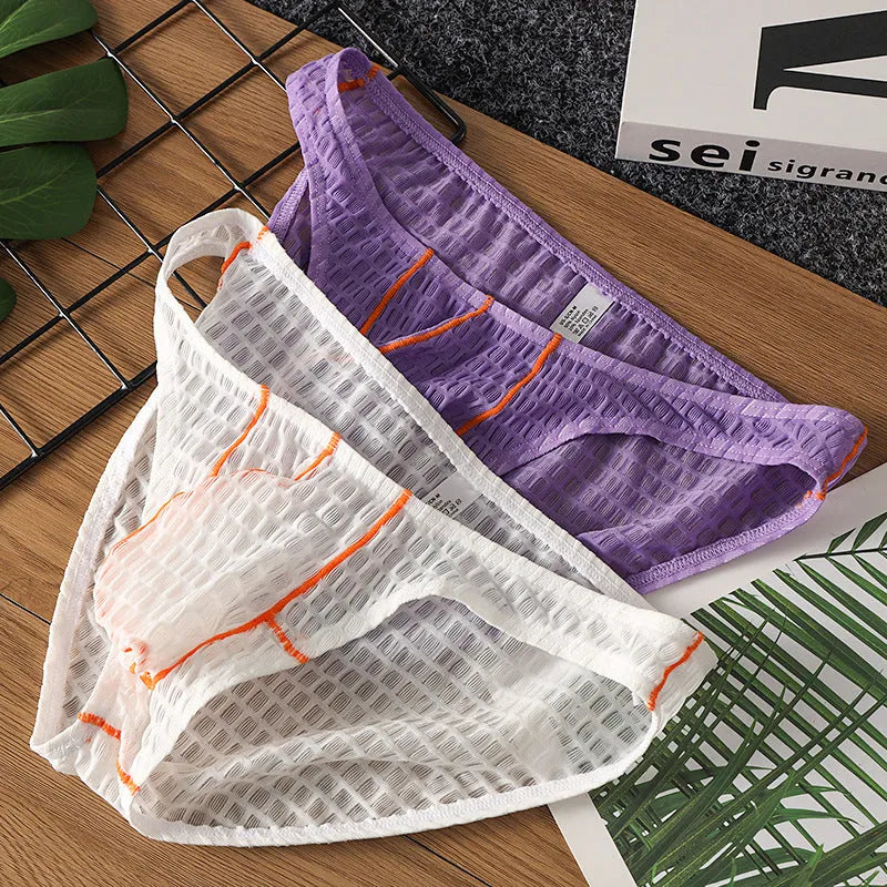 Men's low waist lace briefs in five colours - white, black, green, rose red, light purple