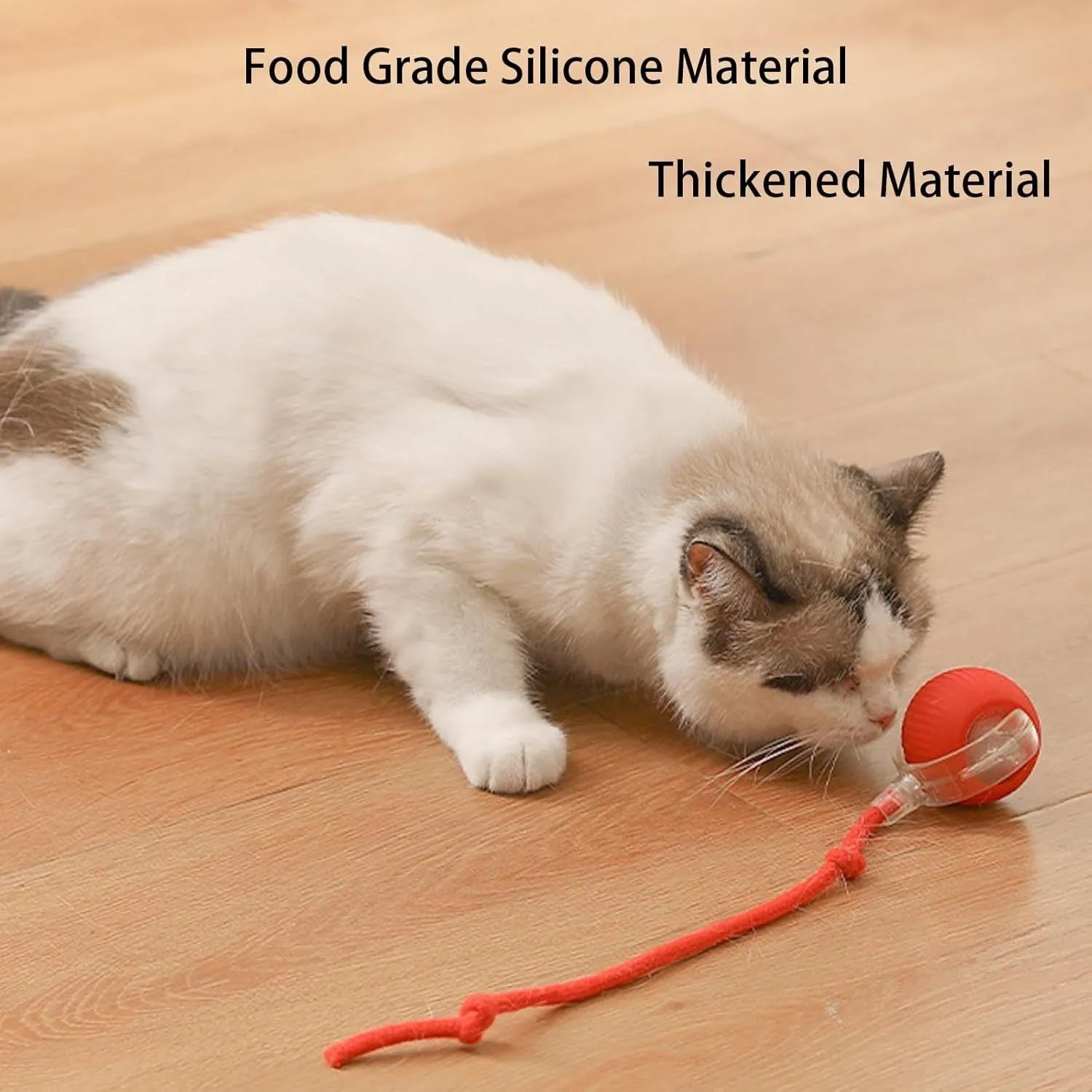 Interactive smart rolling ball toy for dogs and cats with rope, 6.5cm diameter, grey colour
