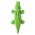 Green crocodile squeaky dog toy with crinkle tail for aggressive chewers