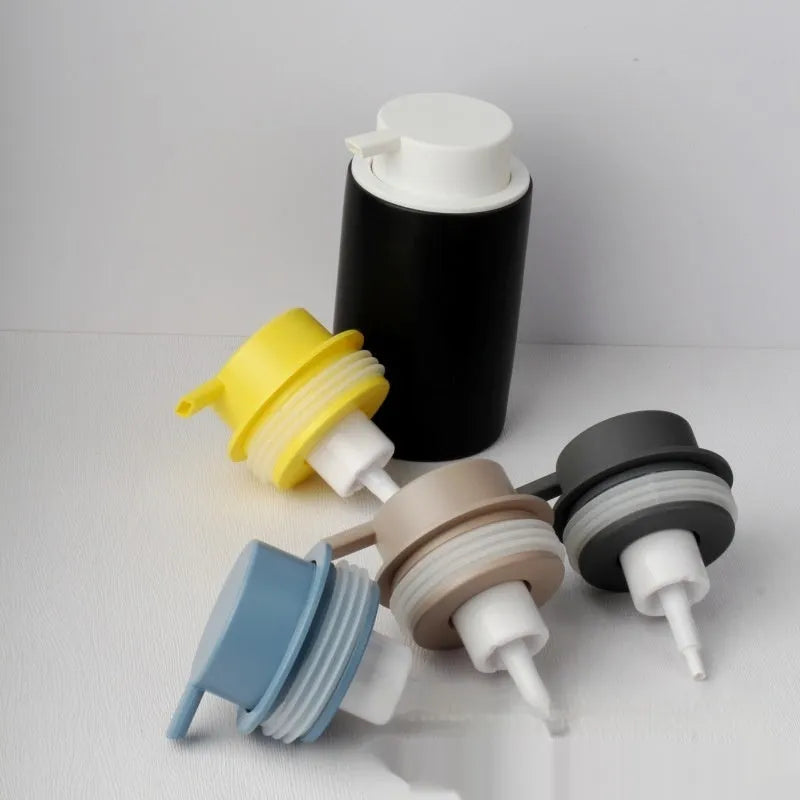 ABS plastic foam pump dispenser with a large pump head in a choice of metallic and matte finishes.