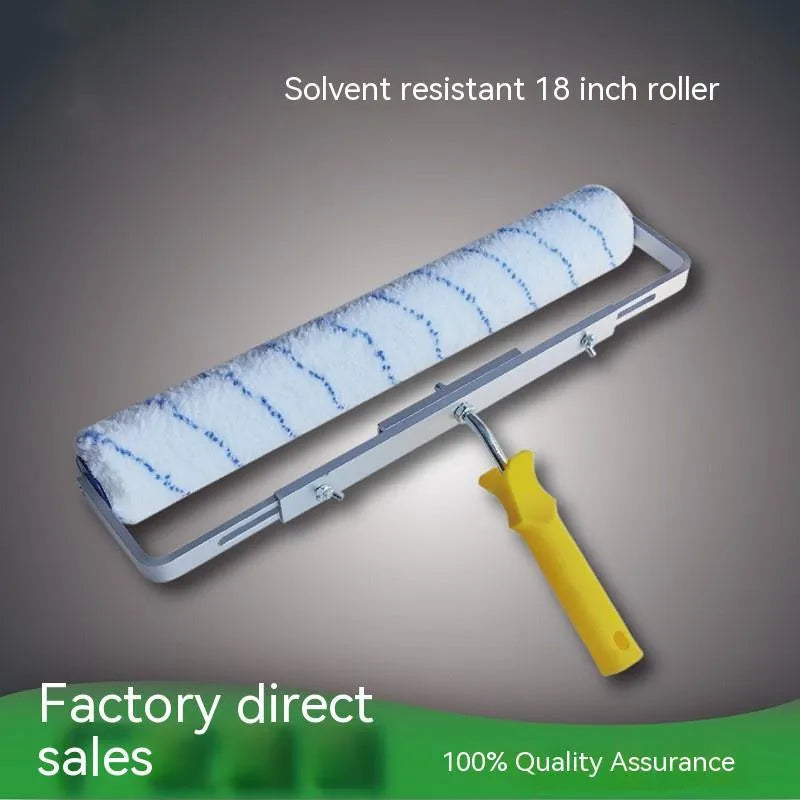 18-inch paint roller with lengthened handle, 71mm diameter engineering plastics barrel, and short hair brush head