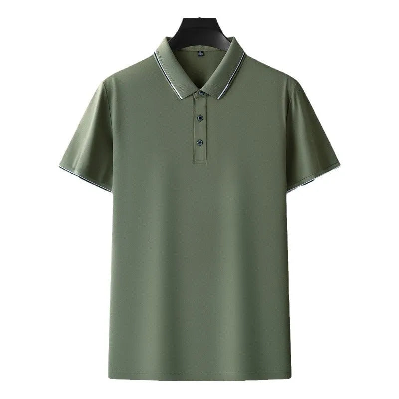 Light business silk men's short-sleeved T-shirt in cotton and mulberry silk blend, available in multiple colours